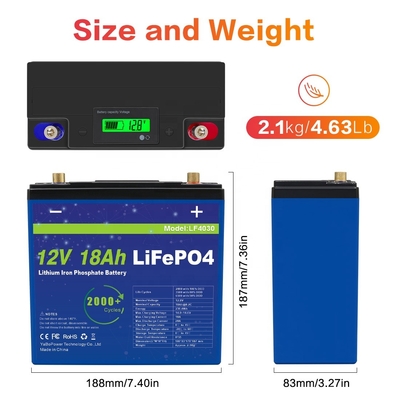 12v 18ah Lifepo4 Pil Lityum İyon Küçük Deşarj Akımı 9A
