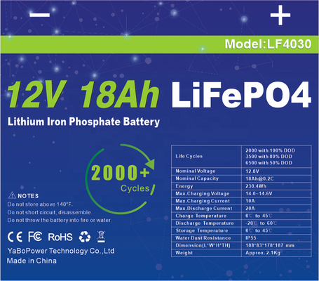 12v 18ah Lifepo4 Pil Lityum İyon Küçük Deşarj Akımı 9A