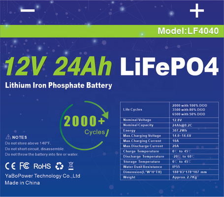 24Ah 12v Lifepo4 Pil Hücreleri Lityum IP55 Su Geçirmez