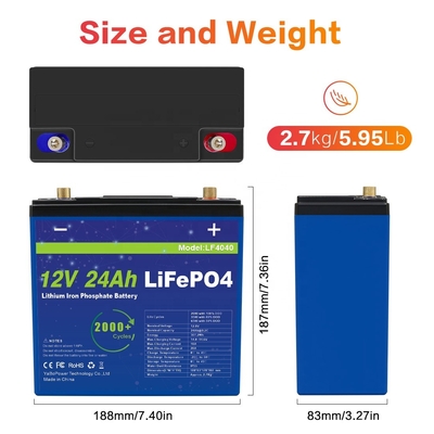 24Ah 12v Lifepo4 Pil Hücreleri Lityum IP55 Su Geçirmez