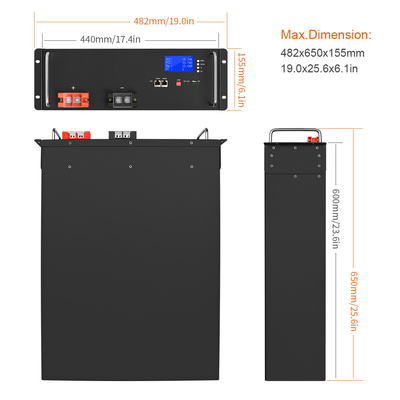 LCD 48V Lifepo4 Pil 2.5kwh Lityum Derin Döngü 48 Volt 50ah