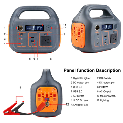 Taşınabilir enerji depolama çıkışı 110V AC lityum iyon pil 300W yenilenebilir enerji ev güç istasyonu