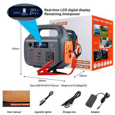 Taşınabilir enerji depolama çıkışı 110V AC lityum iyon pil 300W yenilenebilir enerji ev güç istasyonu
