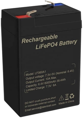 Oyuncaklar UPS için Lityum Demir Fosfat Derin Döngü LiFePO4 Pil Lityum 6V 6Ah 6.4V