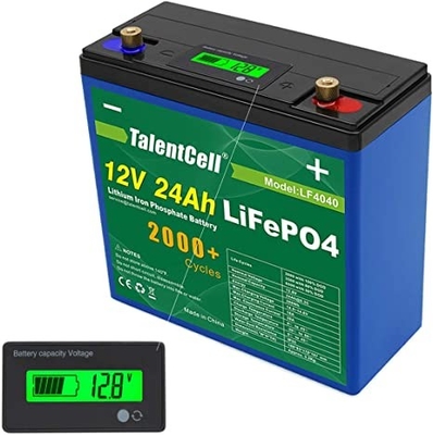 12v 24ah Lifepo4 Lityum Pil Paketi LCD Ekranlı Şarj Edilebilir Büyük Kapasiteli