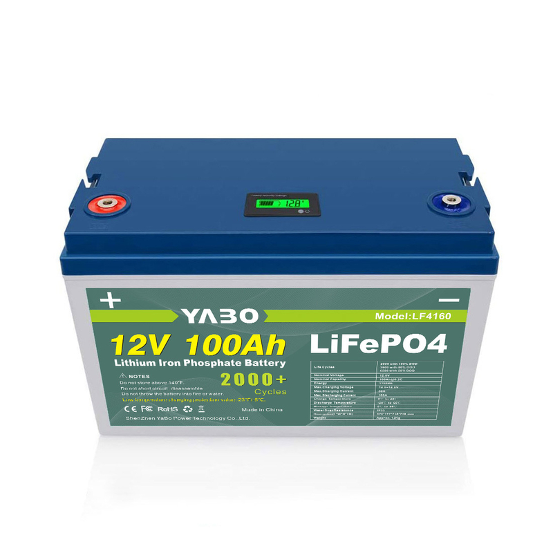 YABO Özel Yapılmış Şarj Edilebilir Güneş Enerjili Tekne Lityum Motosiklet Golf Arabası RV LiFePO4 Enerji Depolama Pili 12V 100Ah