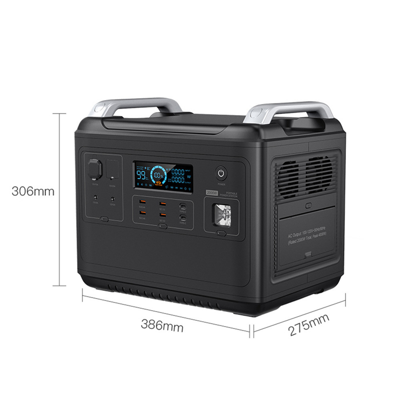 Yeni enerji jeneratörü MPPT girişi iki yönlü 2000W hızlı lifepo4 taşınabilir güç istasyonu 2000w